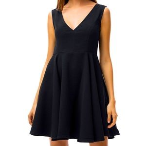 Black Sleeveless V-Neck Cocktail Dress